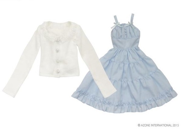 Fluffy Cardigan & Camisole Onepiece Set (White x Blue), Azone, Accessories, 1/3, 4582119980092